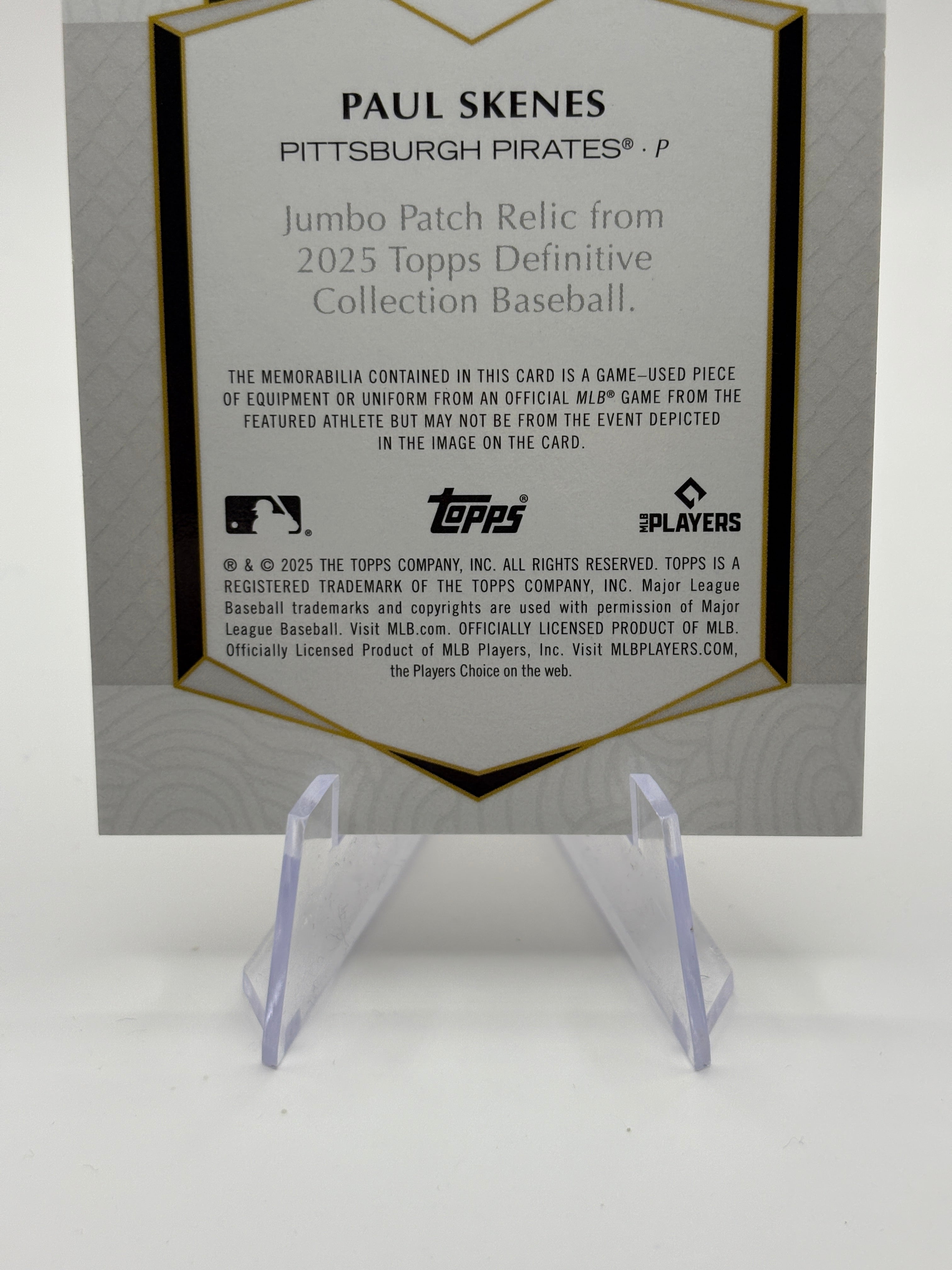 2025 Topps Definitive Collection - Jumbo Patch Relic Paul Skenes 13/15 Pink FRENLY BRICKS - Open 7 Days